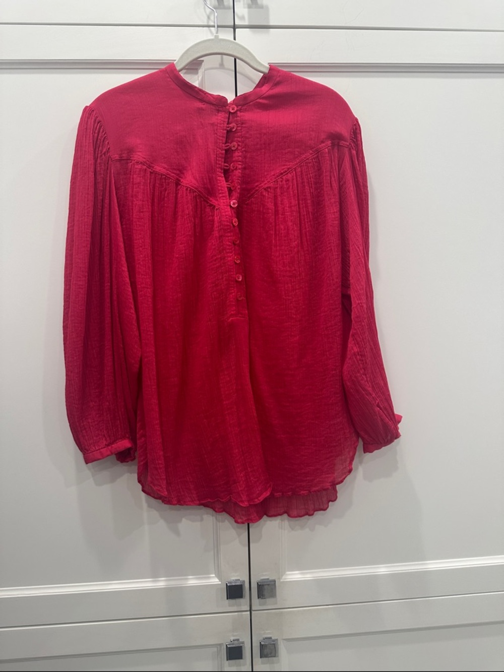 Isabel Marant Red Button-Back Gauze Blouse